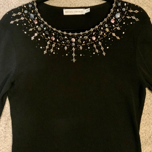 Women’s Black Ornate Sweater Top - Picture 3 of 6